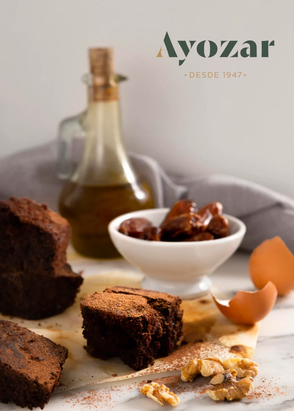 aceite de oliva con brownie chocolate